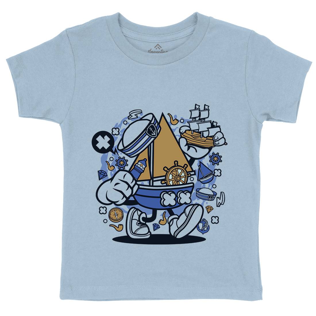 Little Sailor Kids Organic Crew Neck T-Shirt Navy C583
