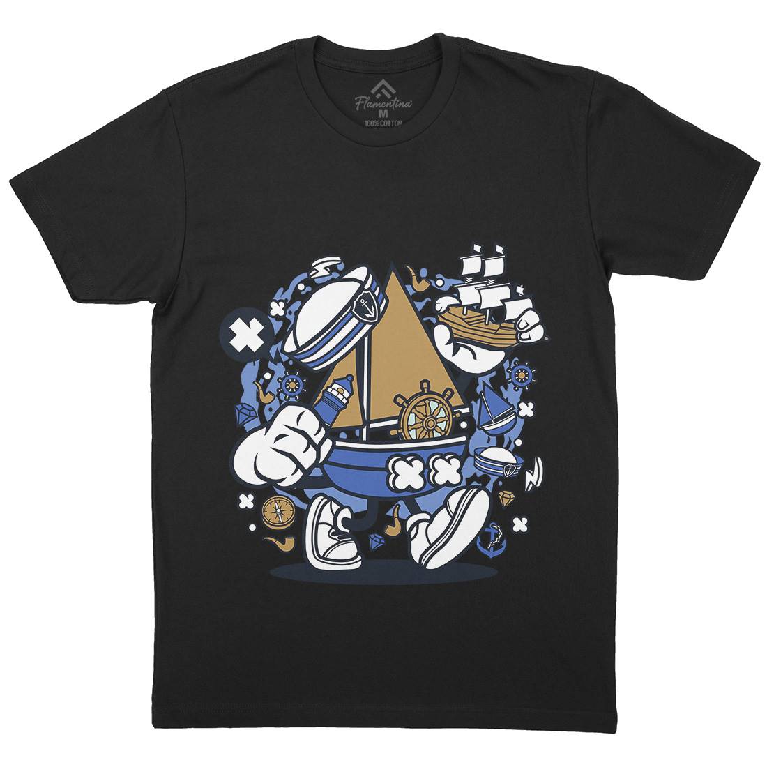 Little Sailor Mens Crew Neck T-Shirt Navy C583
