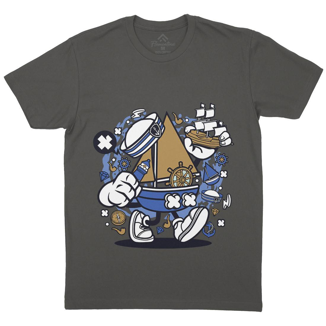 Little Sailor Mens Crew Neck T-Shirt Navy C583