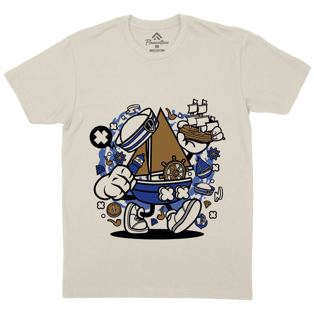 Little Sailor Mens Organic Crew Neck T-Shirt Navy C583