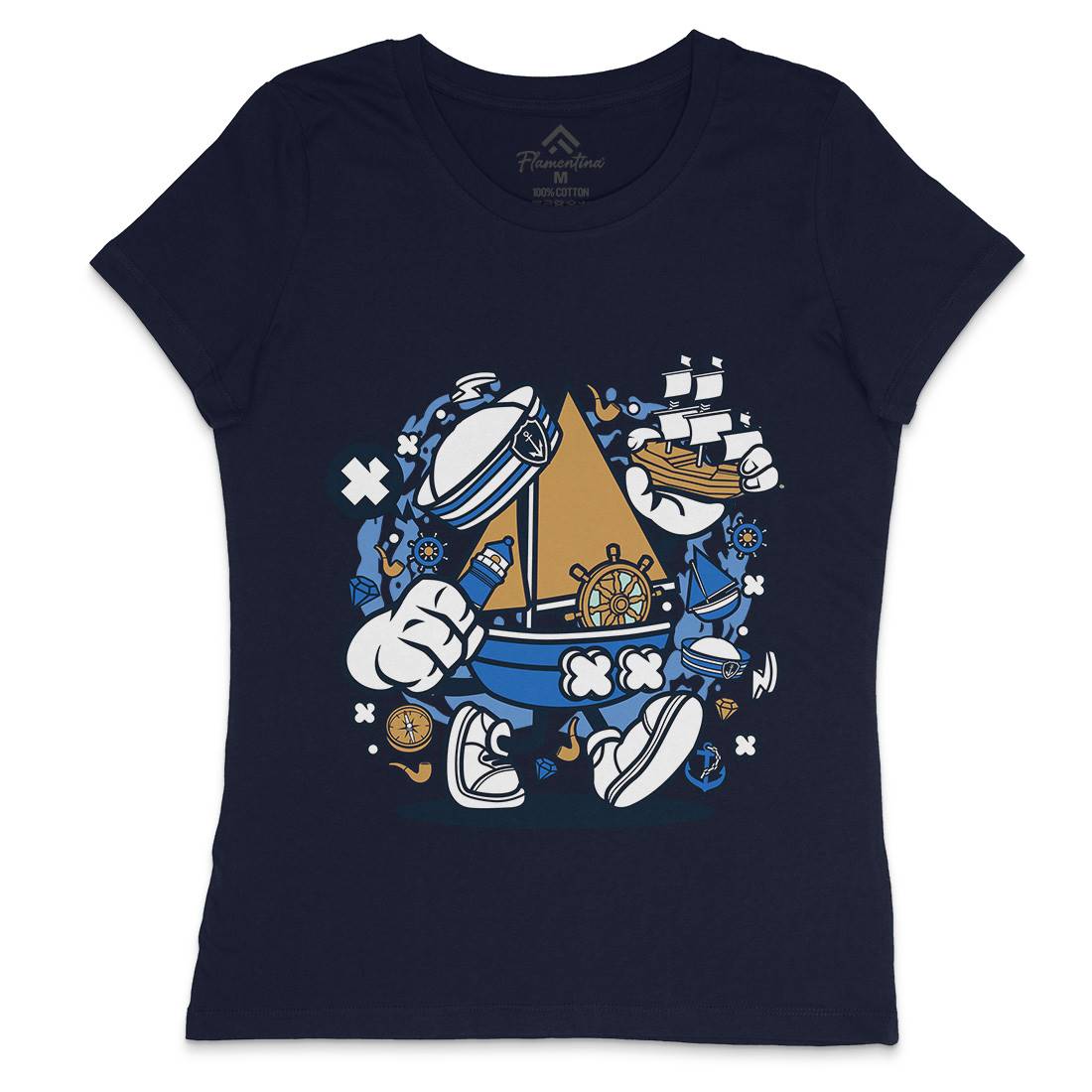Little Sailor Womens Crew Neck T-Shirt Navy C583