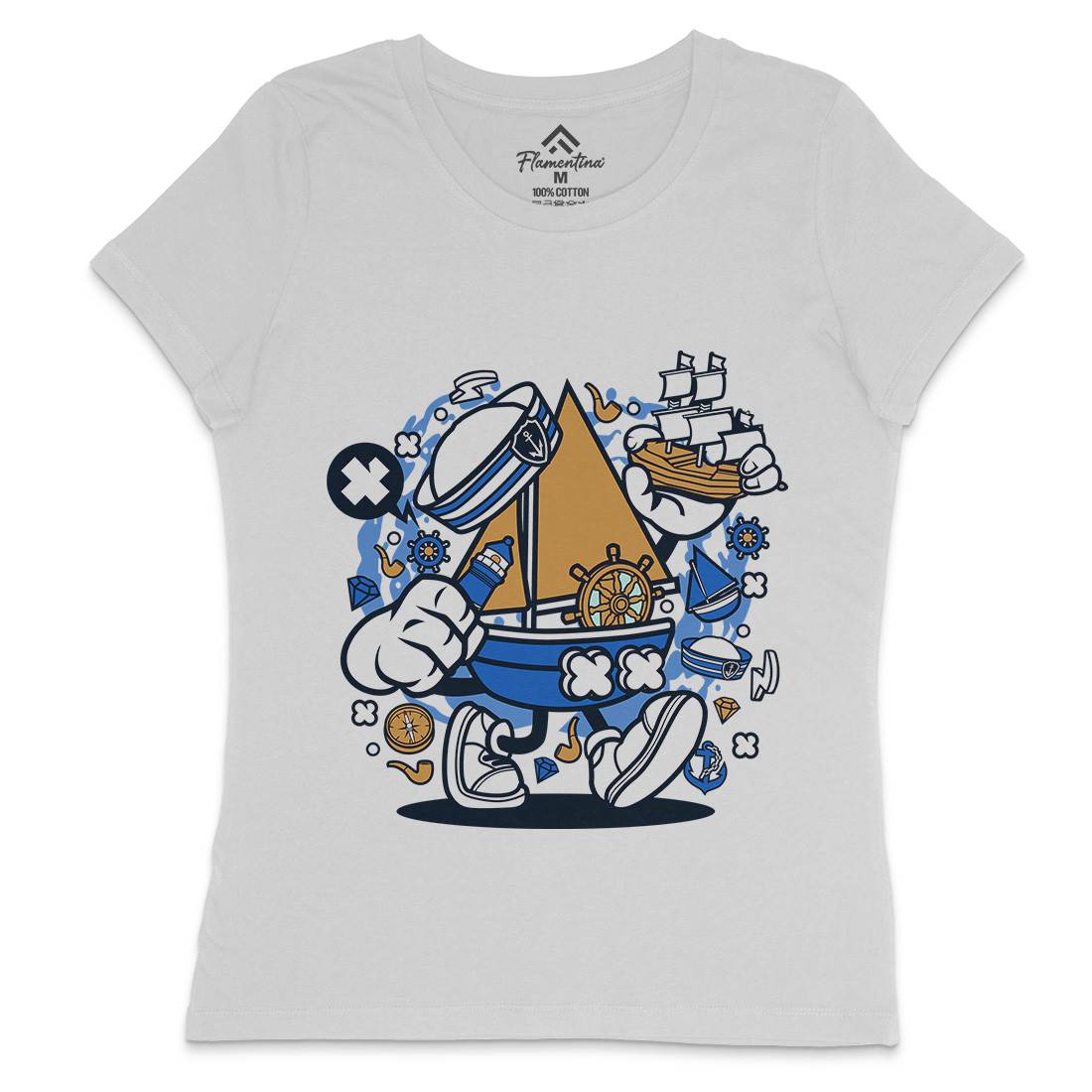 Little Sailor Womens Crew Neck T-Shirt Navy C583