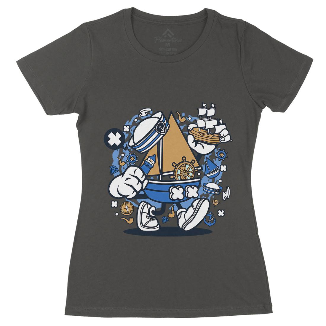 Little Sailor Womens Organic Crew Neck T-Shirt Navy C583
