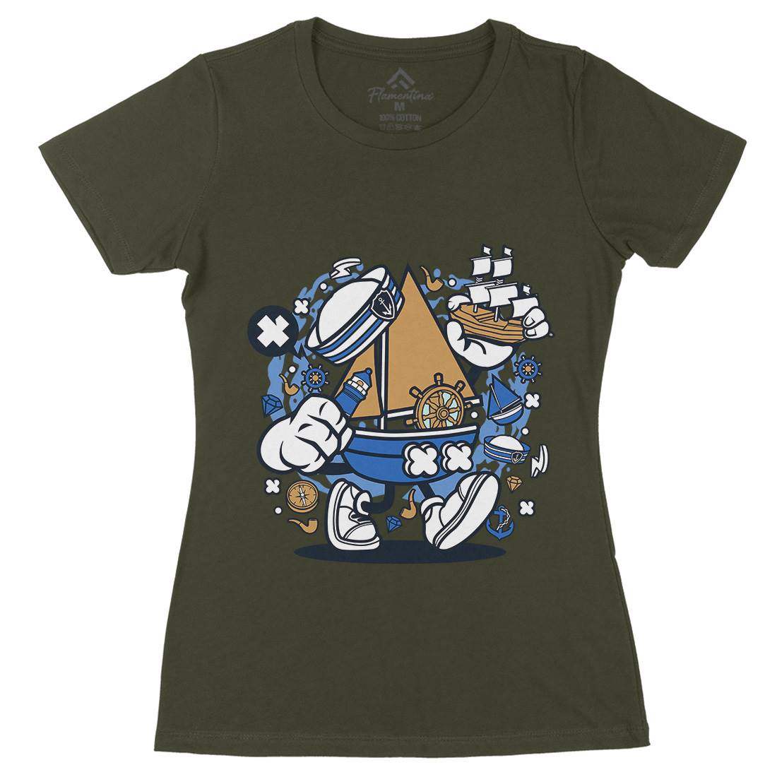 Little Sailor Womens Organic Crew Neck T-Shirt Navy C583