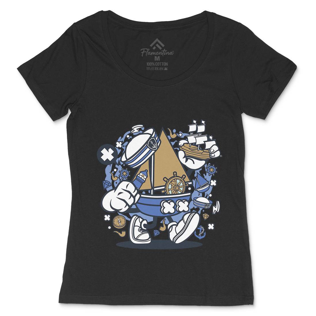 Little Sailor Womens Scoop Neck T-Shirt Navy C583