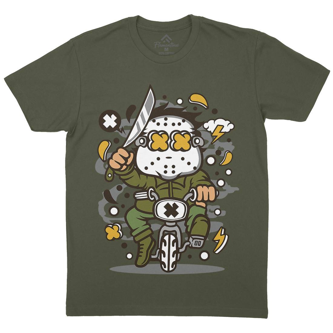 Minibike Slayer Mens Organic Crew Neck T-Shirt Horror C585