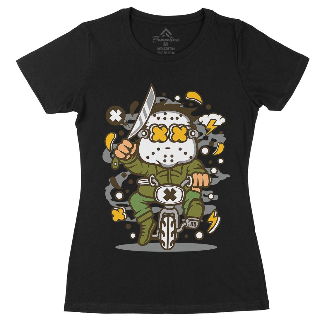 Minibike Slayer Womens Organic Crew Neck T-Shirt Horror C585