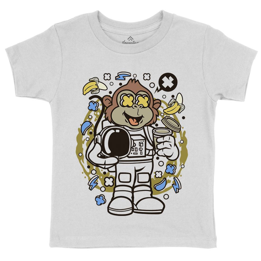 Monkey Astronaut Kids Crew Neck T-Shirt Space C586