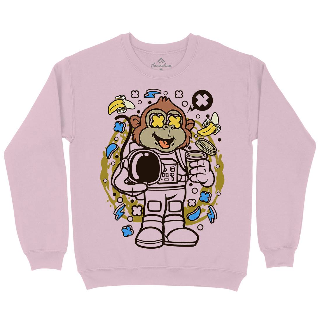 Monkey Astronaut Kids Crew Neck Sweatshirt Space C586