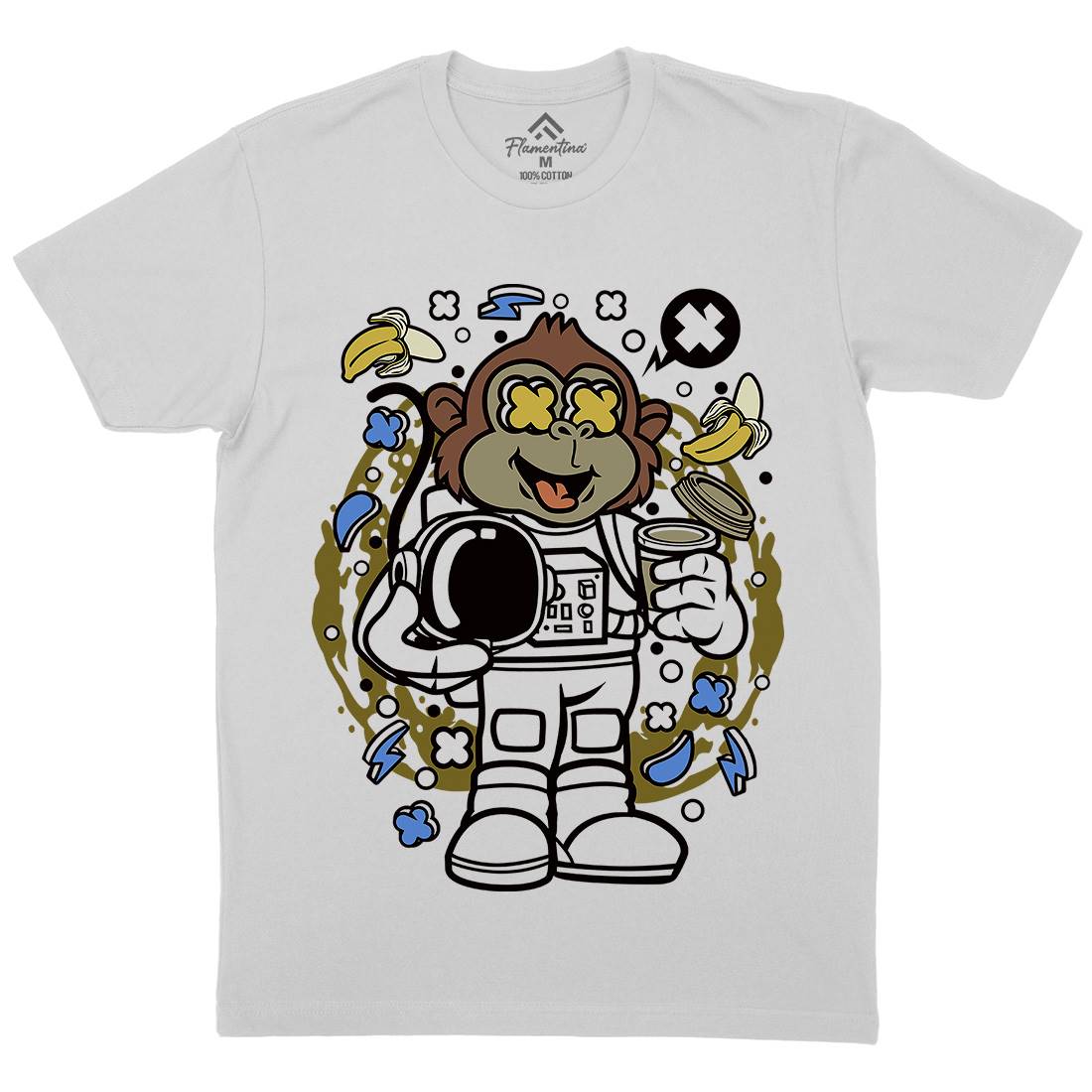 Monkey Astronaut Mens Crew Neck T-Shirt Space C586