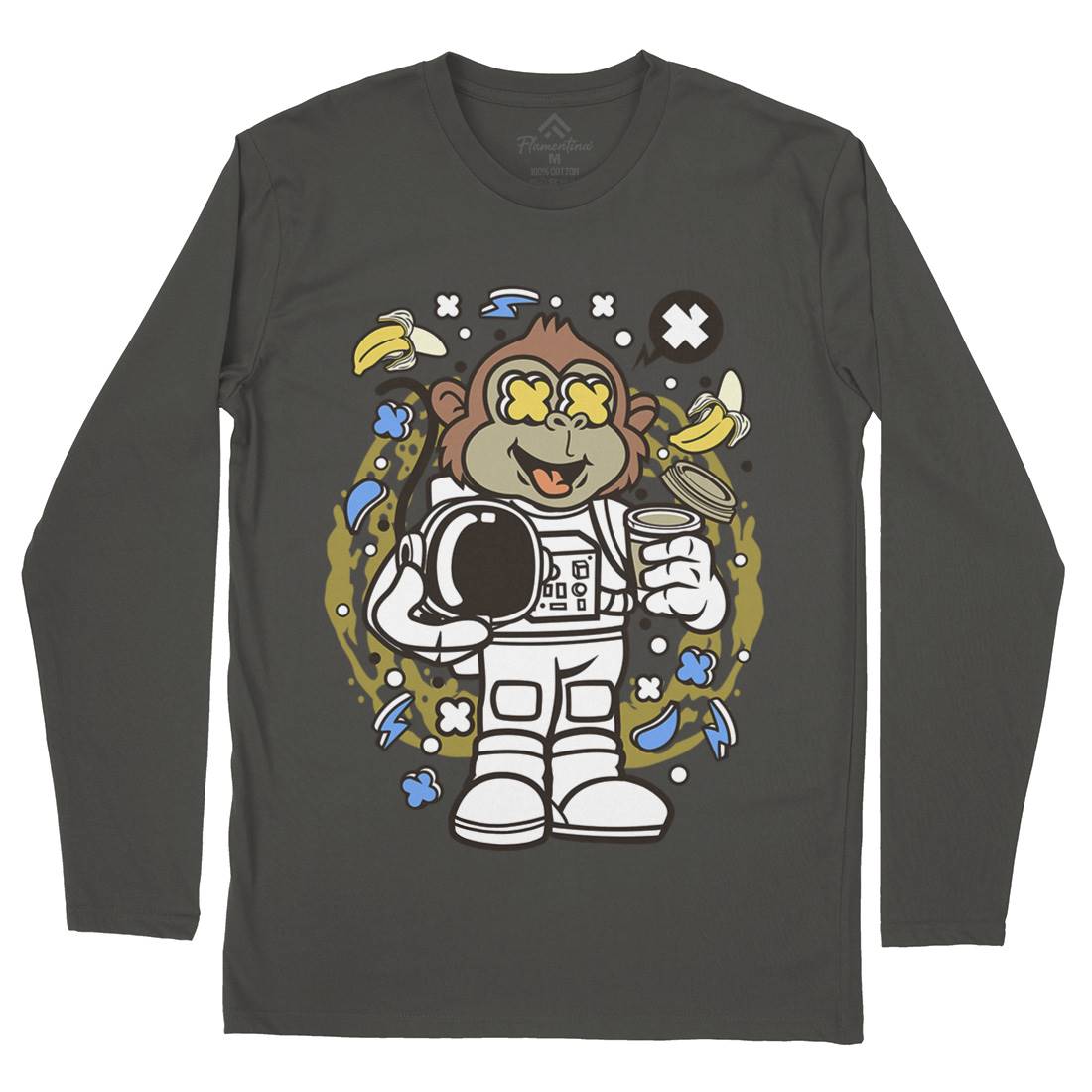 Monkey Astronaut Mens Long Sleeve T-Shirt Space C586