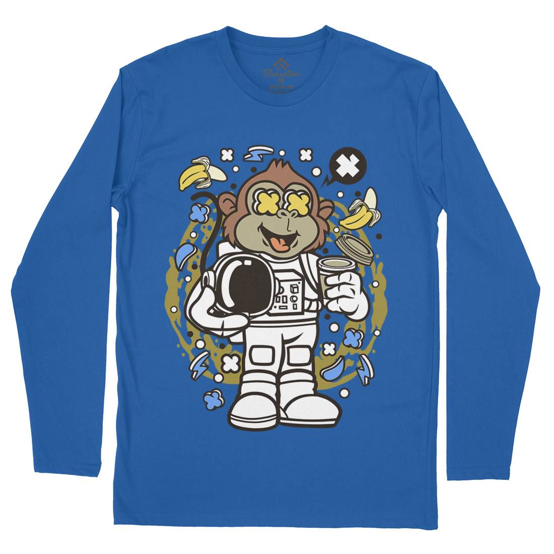 Monkey Astronaut Mens Long Sleeve T-Shirt Space C586