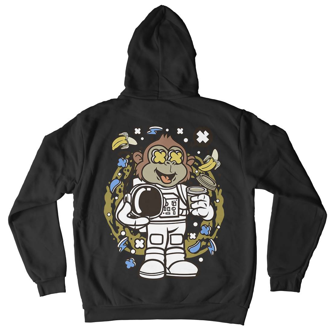 Monkey Astronaut Mens Hoodie With Pocket Space C586