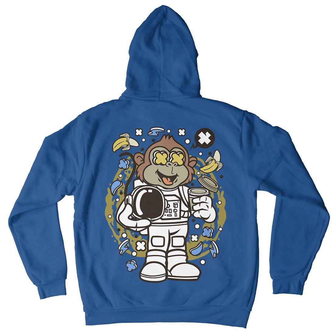Monkey Astronaut Mens Hoodie With Pocket Space C586