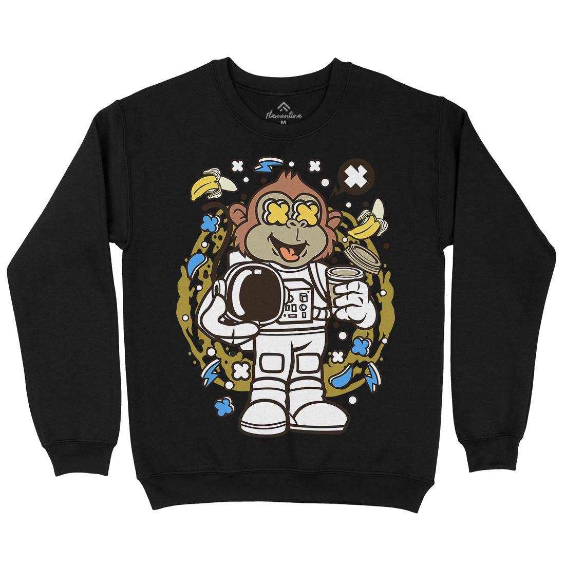 Monkey Astronaut Kids Crew Neck Sweatshirt Space C586