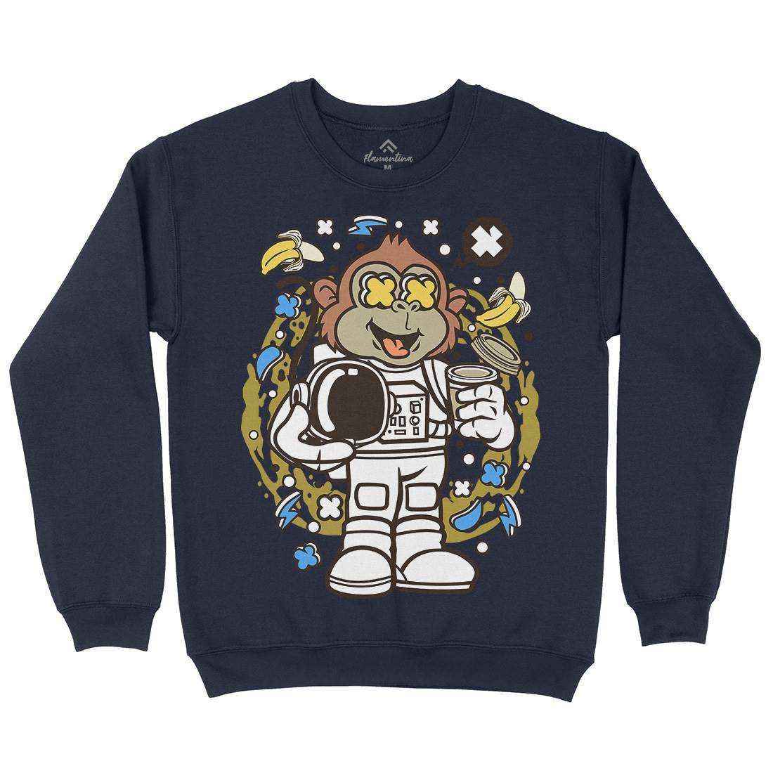 Monkey Astronaut Mens Crew Neck Sweatshirt Space C586