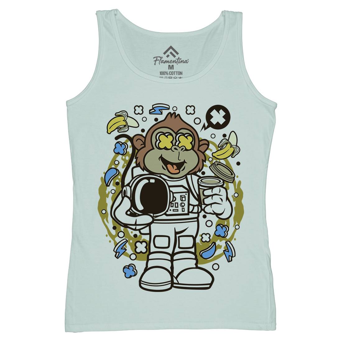 Monkey Astronaut Womens Organic Tank Top Vest Space C586