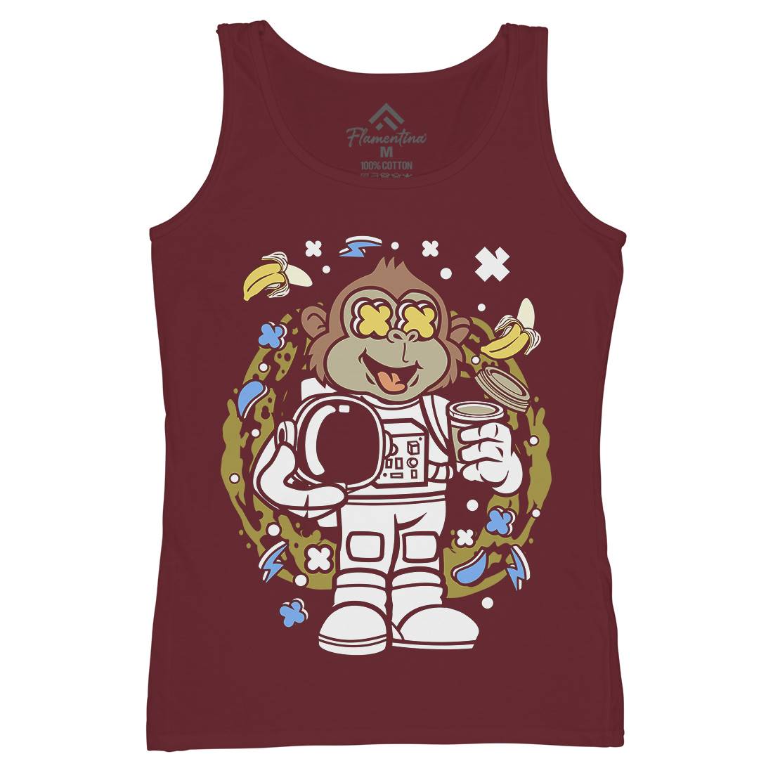 Monkey Astronaut Womens Organic Tank Top Vest Space C586