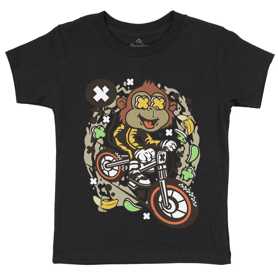 Monkey Downhill Kids Organic Crew Neck T-Shirt Bikes C587