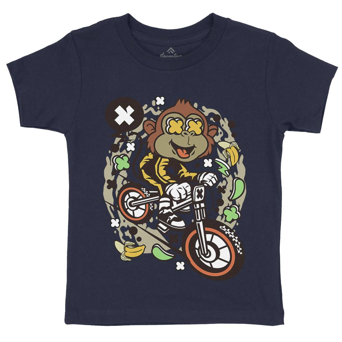 Monkey Downhill Kids Organic Crew Neck T-Shirt Bikes C587