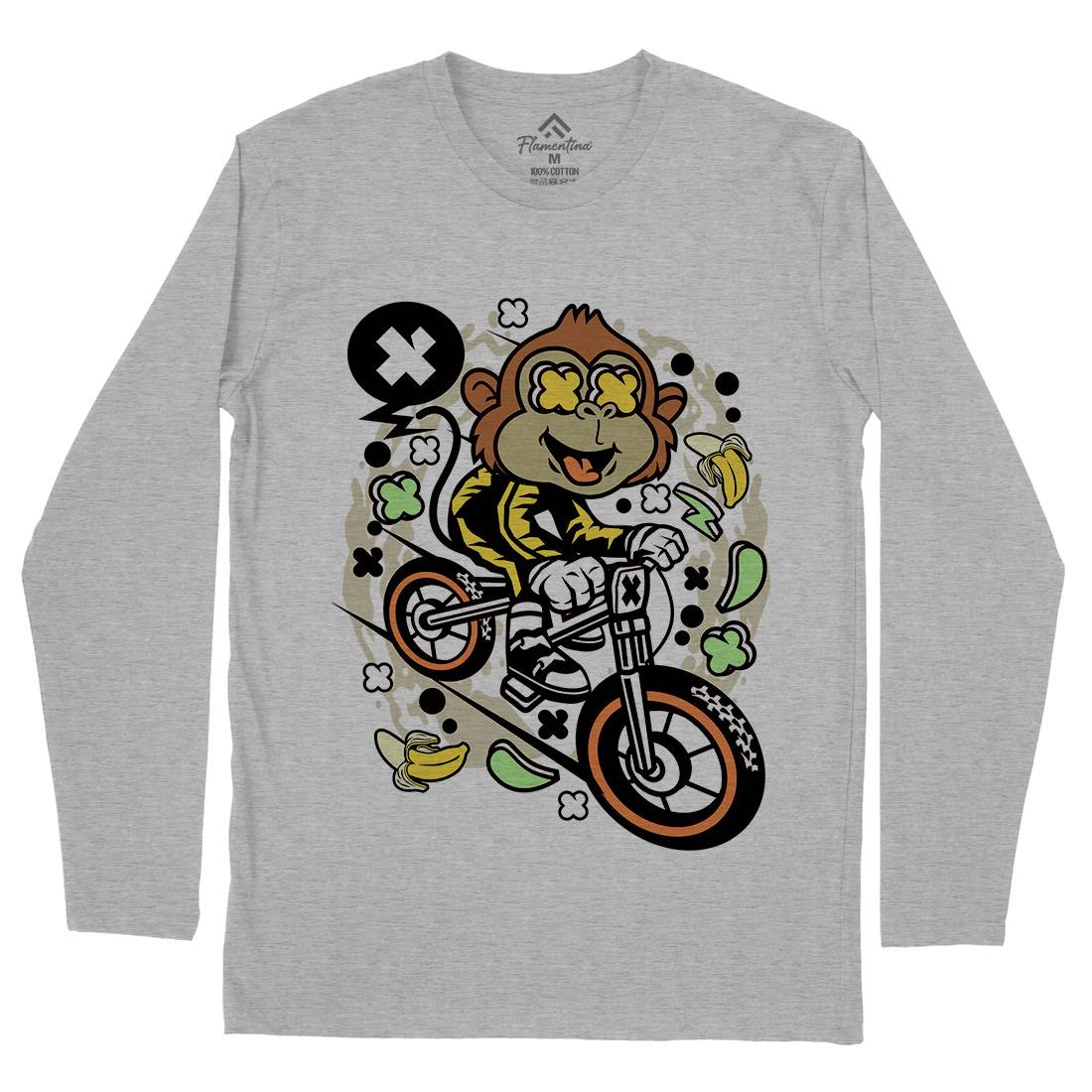 Monkey Downhill Mens Long Sleeve T-Shirt Bikes C587