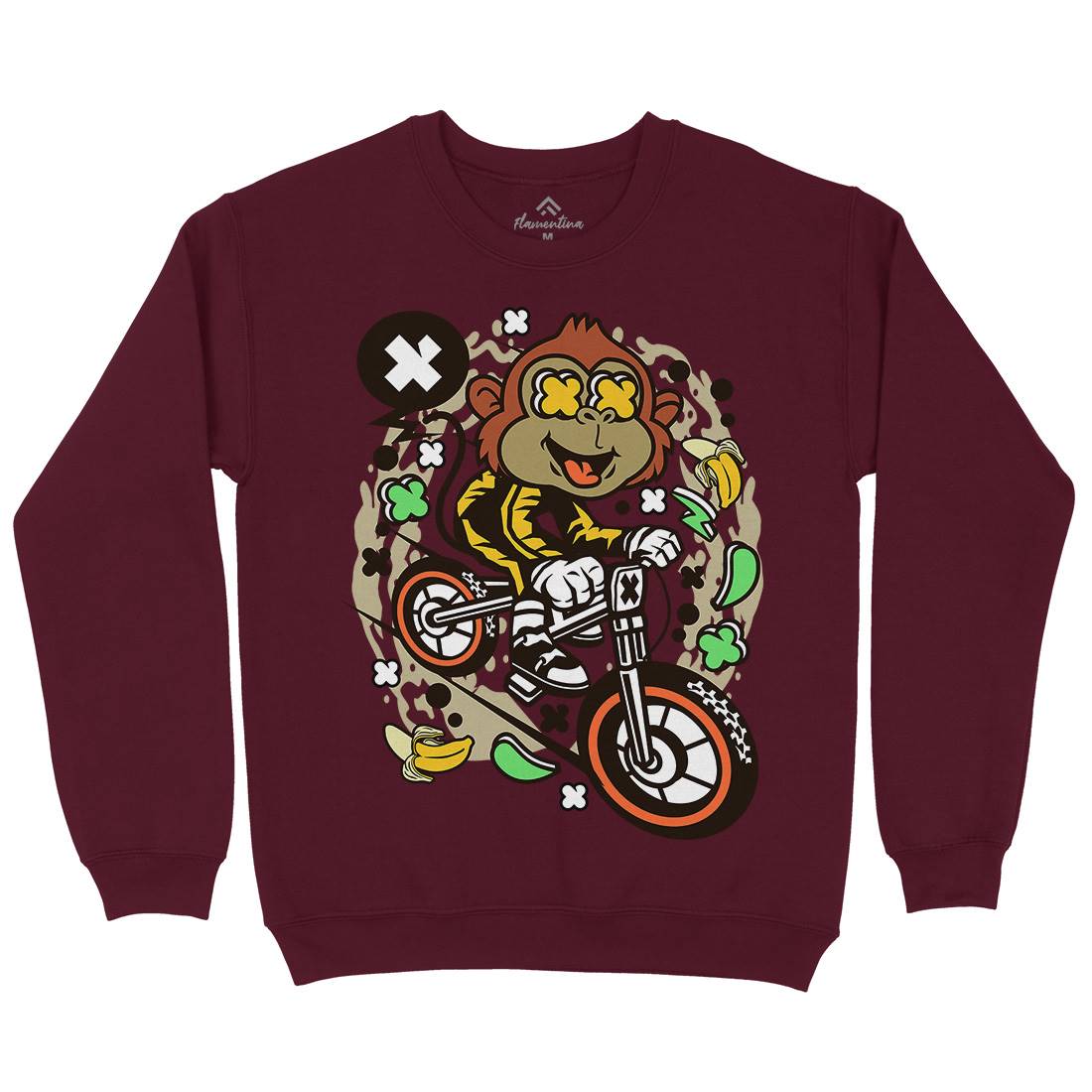 Monkey Downhill Mens Crew Neck Sweatshirt Bikes C587