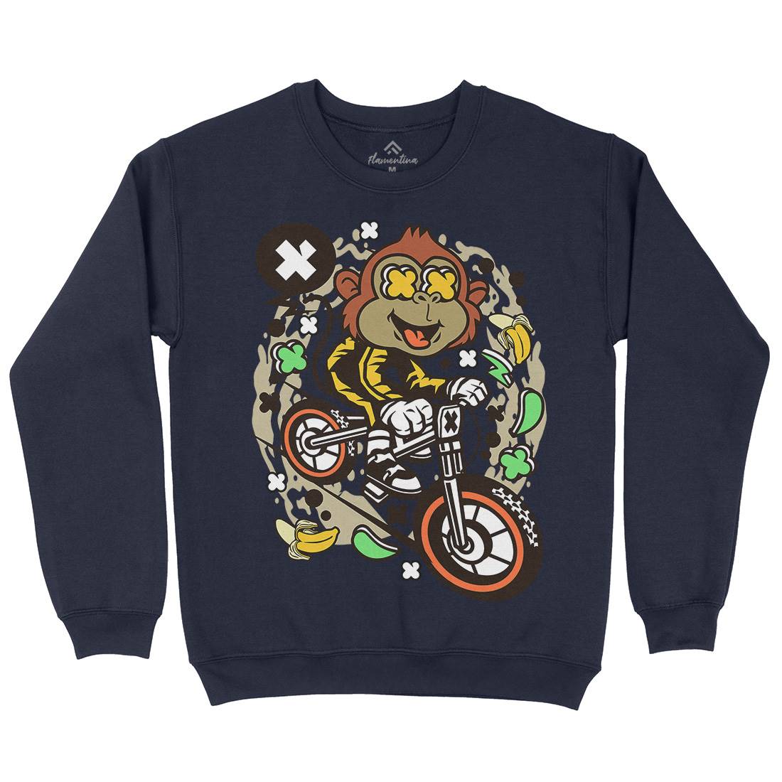 Monkey Downhill Mens Crew Neck Sweatshirt Bikes C587