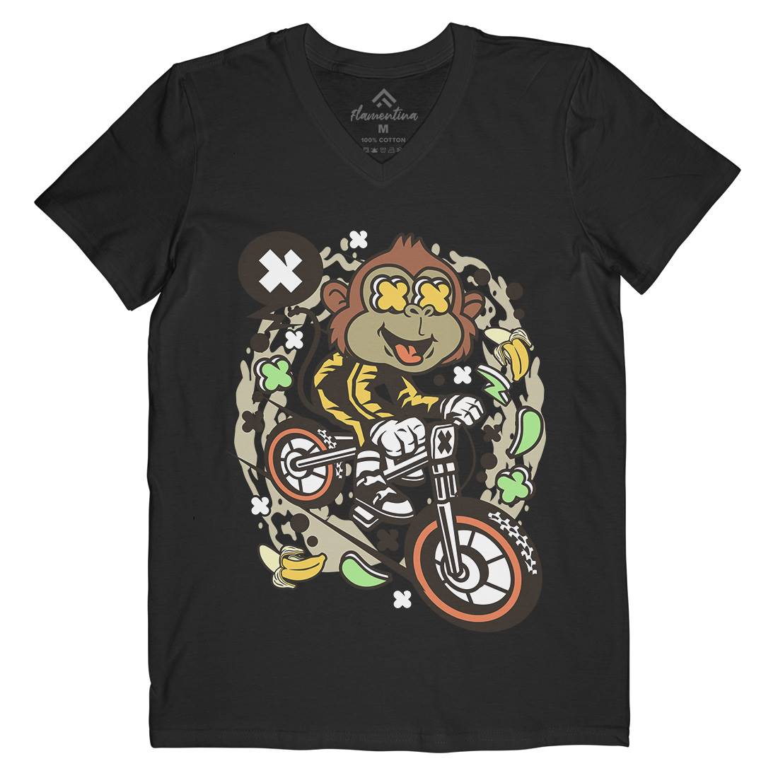 Monkey Downhill Mens V-Neck T-Shirt Bikes C587