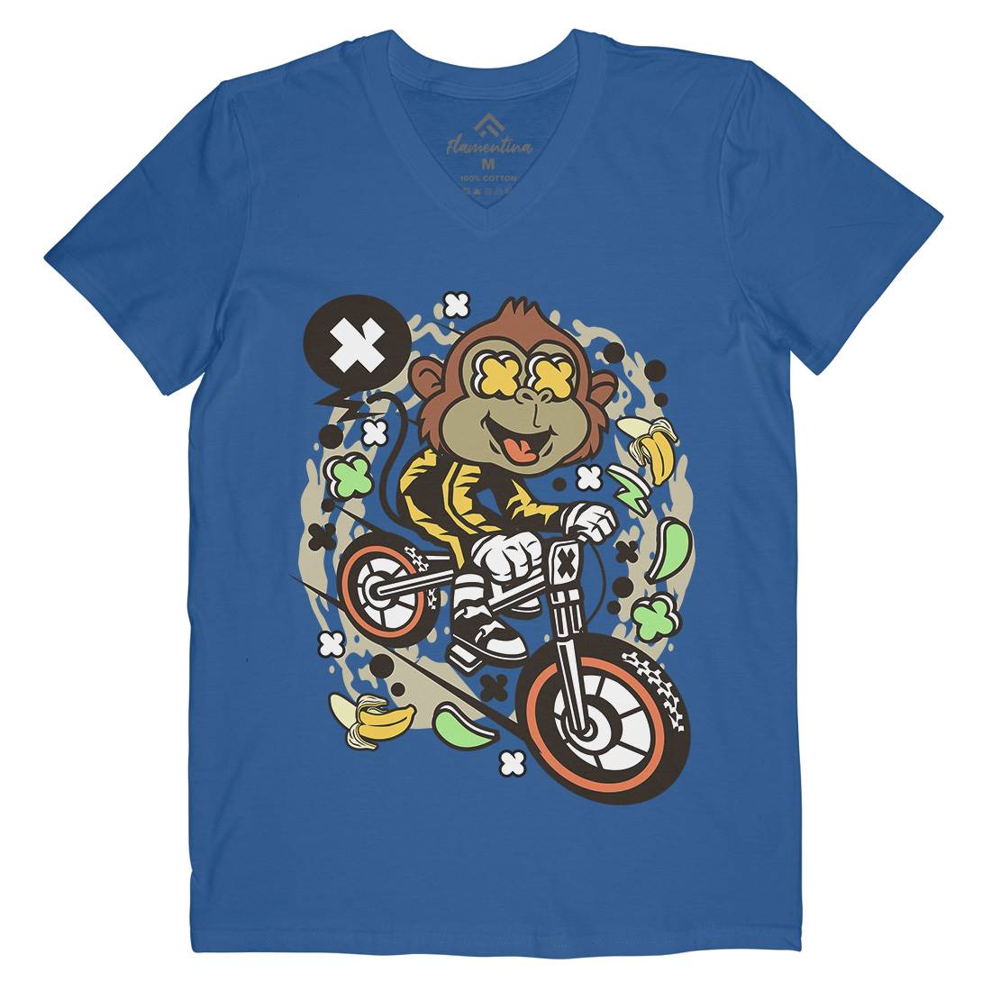 Monkey Downhill Mens V-Neck T-Shirt Bikes C587