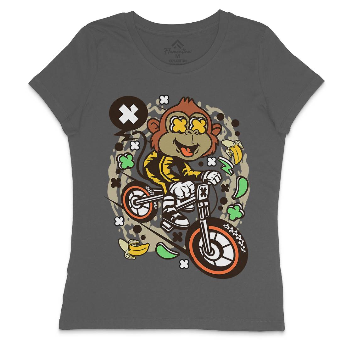 Monkey Downhill Womens Crew Neck T-Shirt Bikes C587