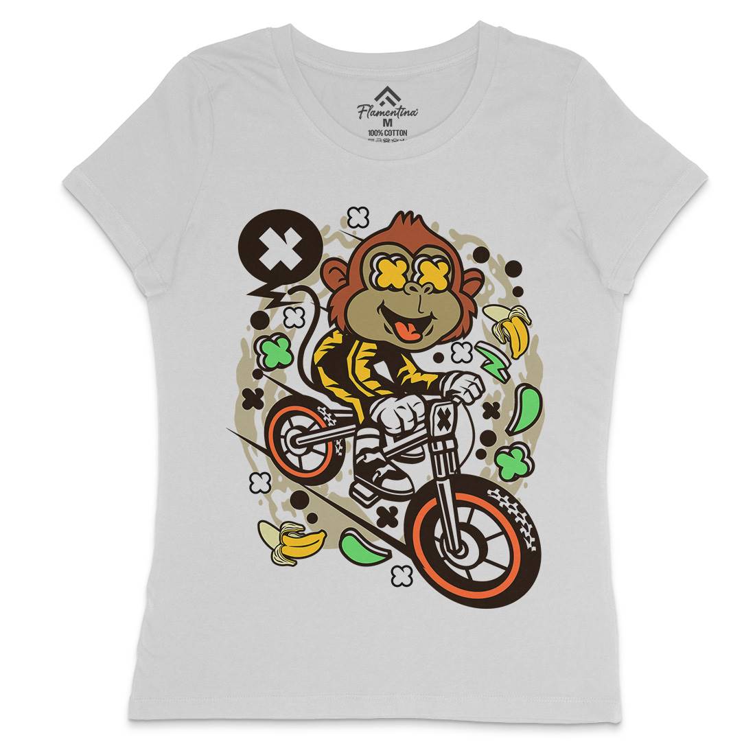 Monkey Downhill Womens Crew Neck T-Shirt Bikes C587