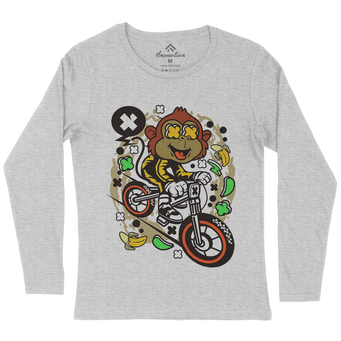 Monkey Downhill Womens Long Sleeve T-Shirt Bikes C587
