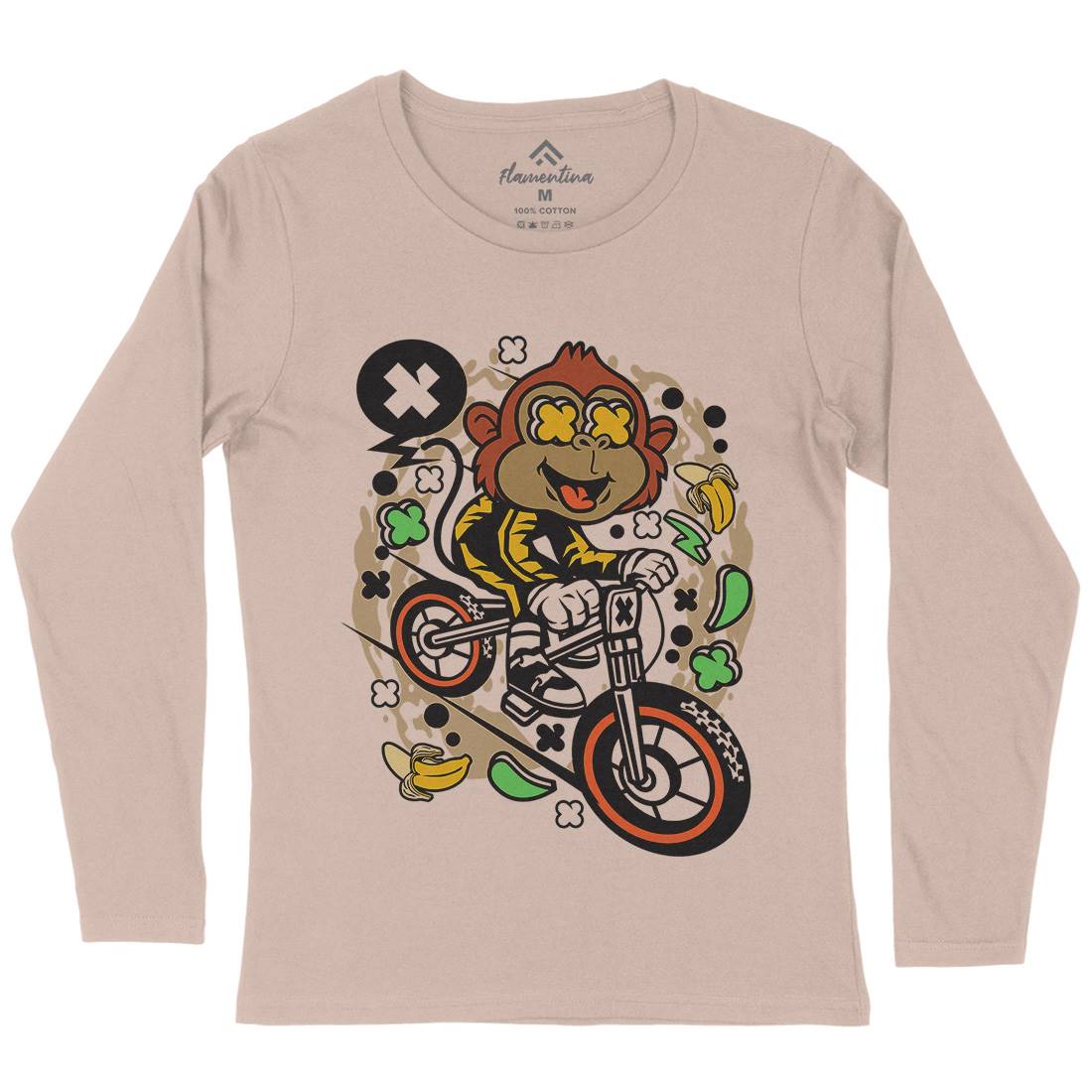 Monkey Downhill Womens Long Sleeve T-Shirt Bikes C587