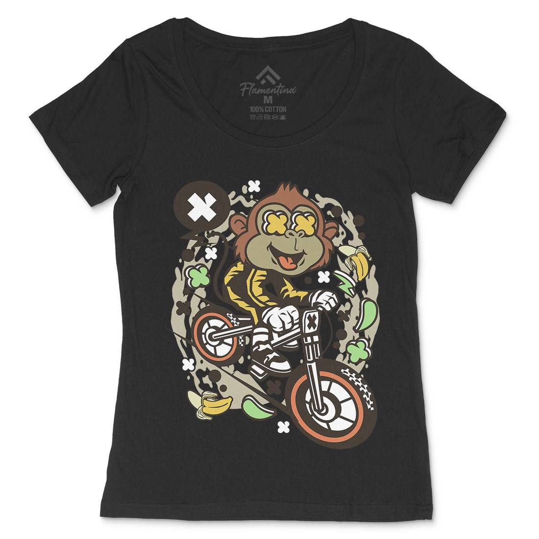 Monkey Downhill Womens Scoop Neck T-Shirt Bikes C587