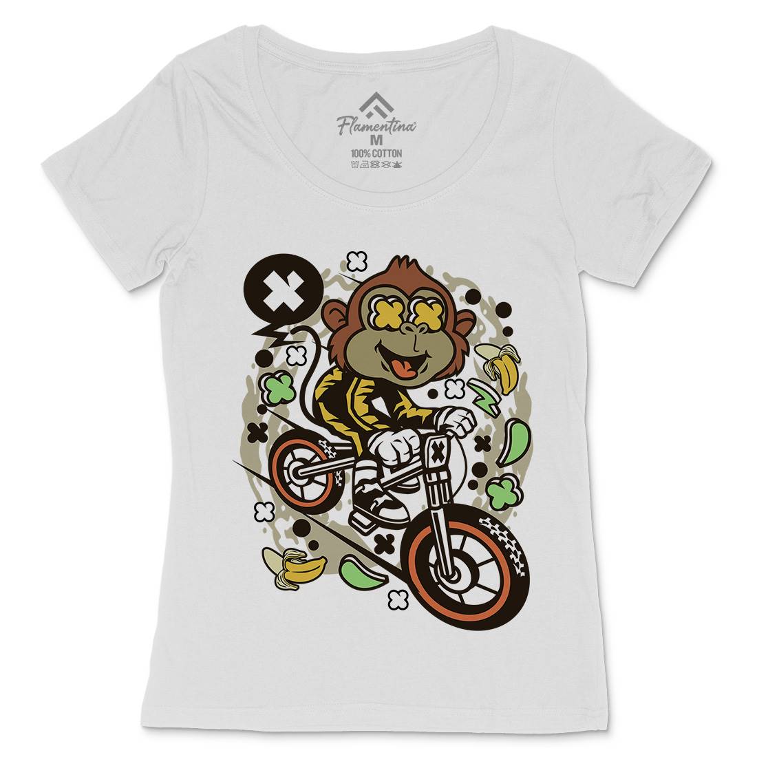 Monkey Downhill Womens Scoop Neck T-Shirt Bikes C587