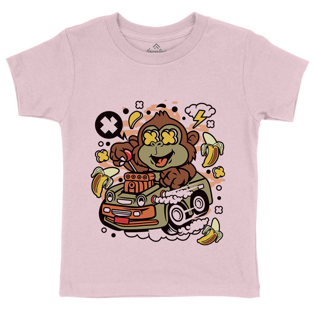 Monkey Hotrod Kids Crew Neck T-Shirt Cars C588
