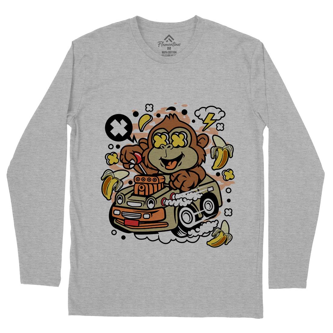Monkey Hotrod Mens Long Sleeve T-Shirt Cars C588