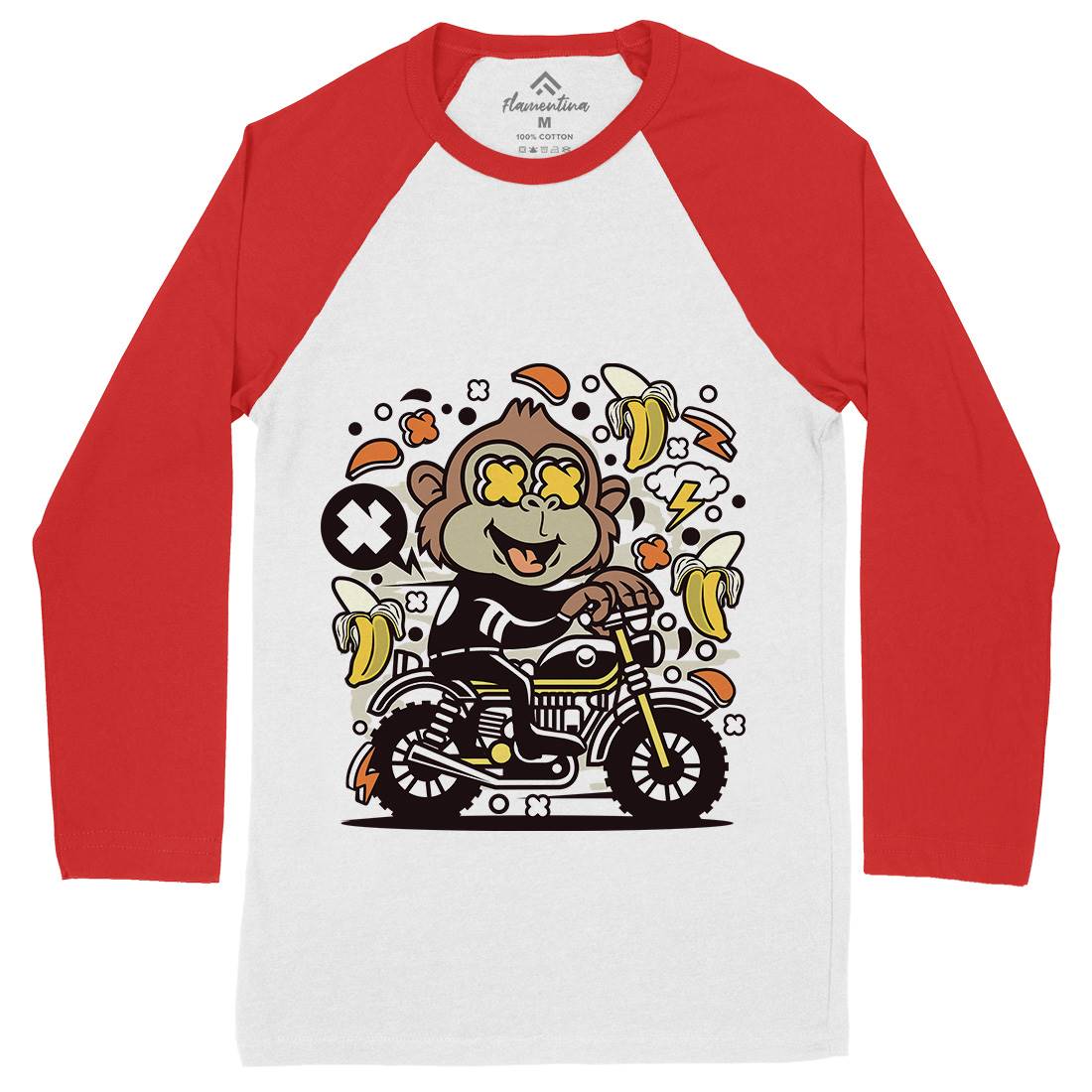 Monkey Motocross Mens Long Sleeve Baseball T-Shirt Motorcycles C589