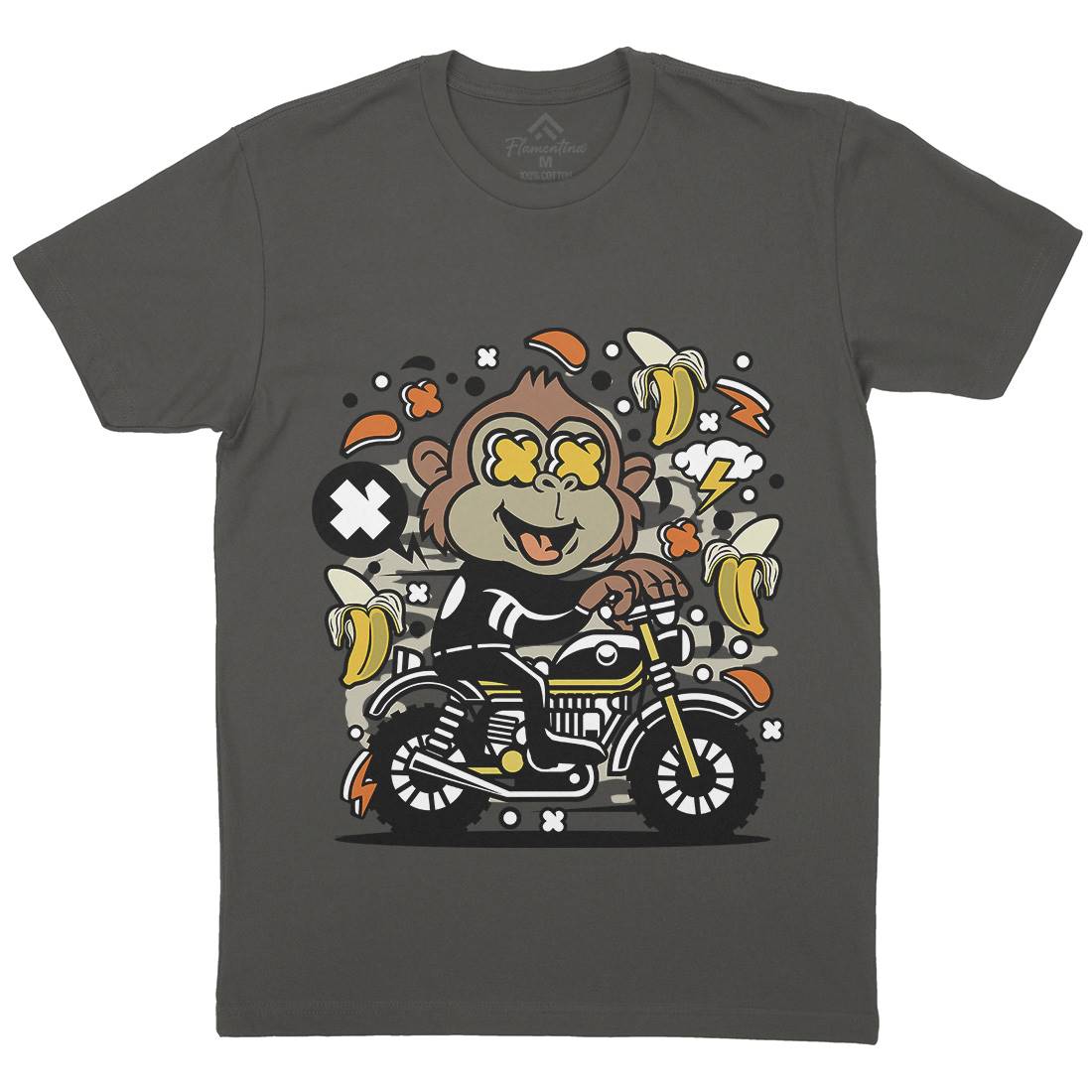 Monkey Motocross Mens Organic Crew Neck T-Shirt Motorcycles C589