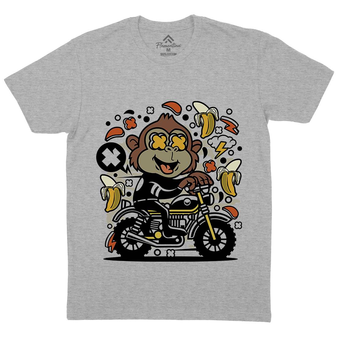 Monkey Motocross Mens Crew Neck T-Shirt Motorcycles C589