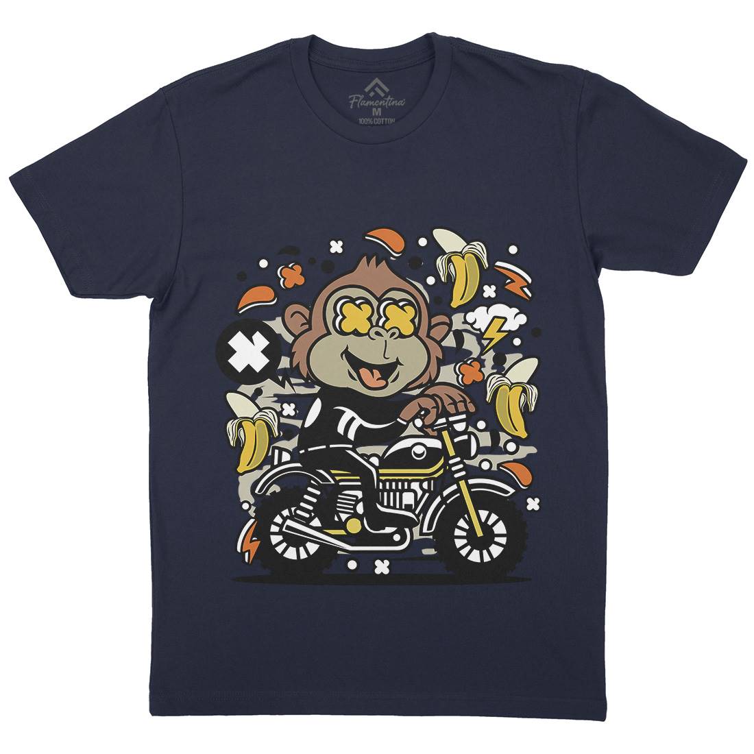 Monkey Motocross Mens Organic Crew Neck T-Shirt Motorcycles C589