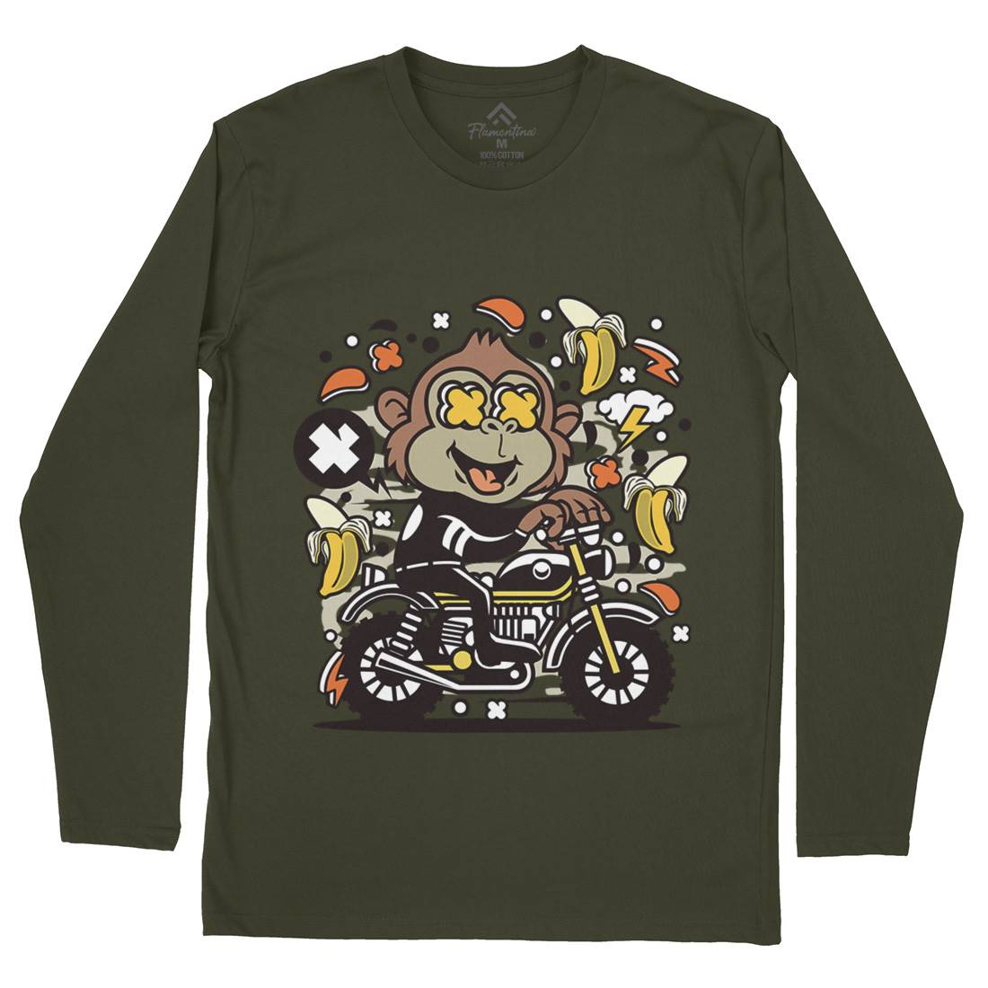Monkey Motocross Mens Long Sleeve T-Shirt Motorcycles C589