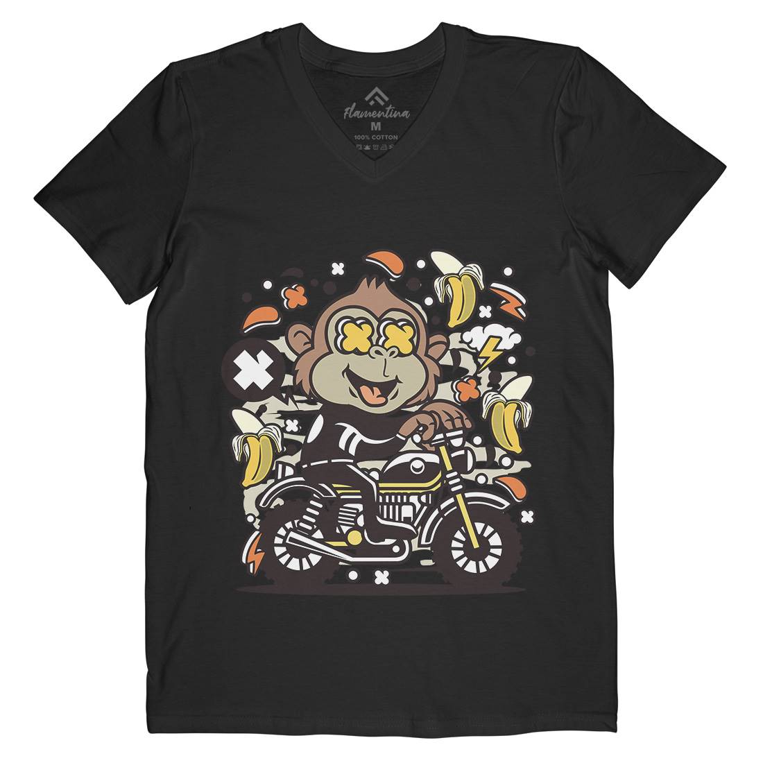 Monkey Motocross Mens Organic V-Neck T-Shirt Motorcycles C589