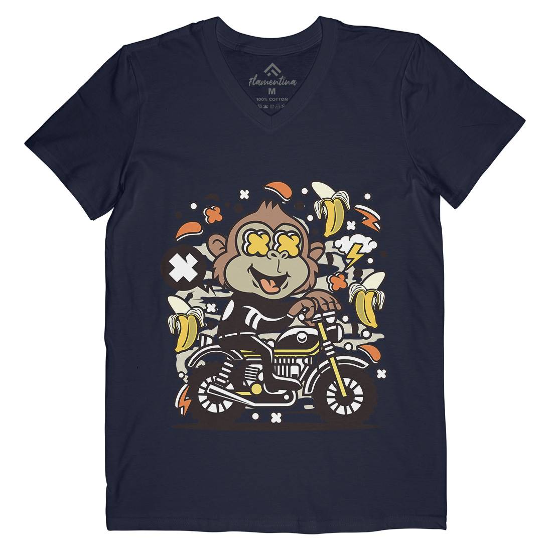 Monkey Motocross Mens V-Neck T-Shirt Motorcycles C589