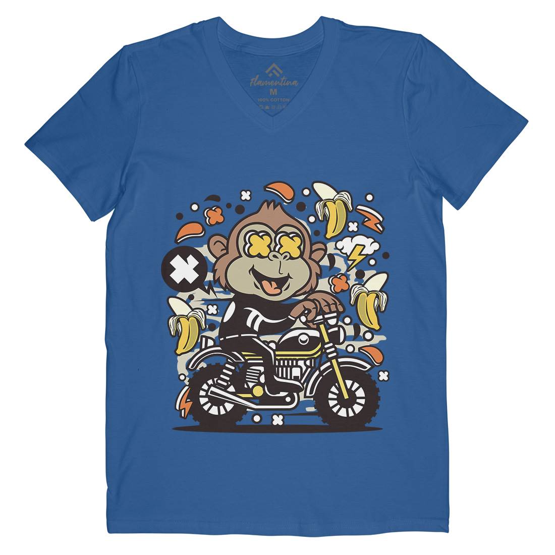 Monkey Motocross Mens V-Neck T-Shirt Motorcycles C589