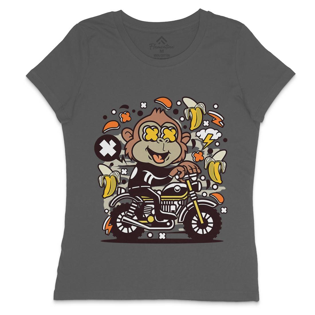Monkey Motocross Womens Crew Neck T-Shirt Motorcycles C589
