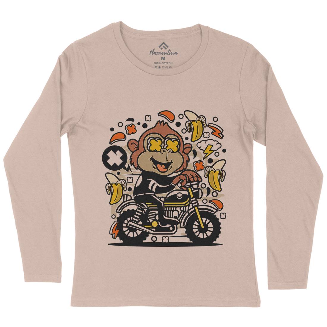Monkey Motocross Womens Long Sleeve T-Shirt Motorcycles C589