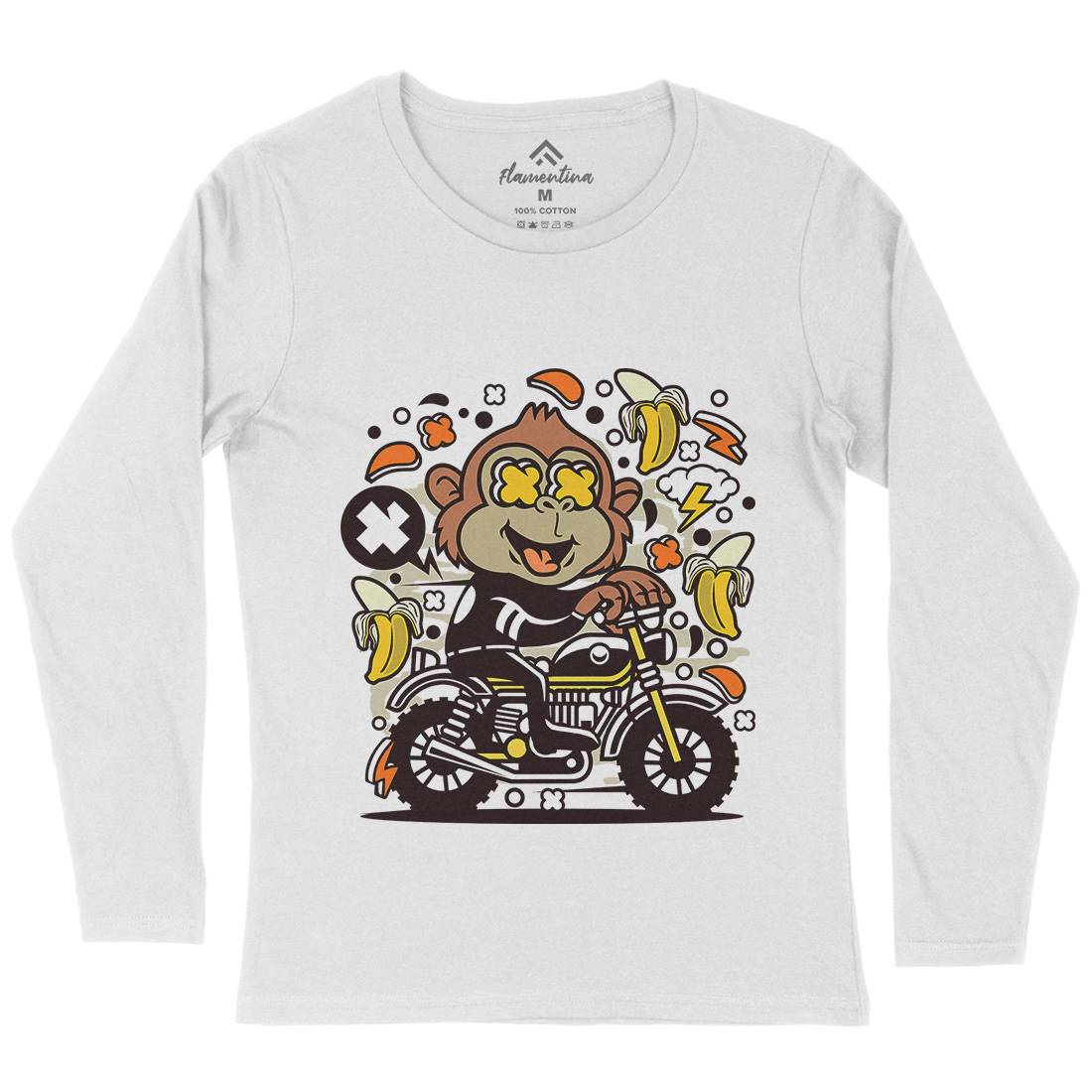 Monkey Motocross Womens Long Sleeve T-Shirt Motorcycles C589