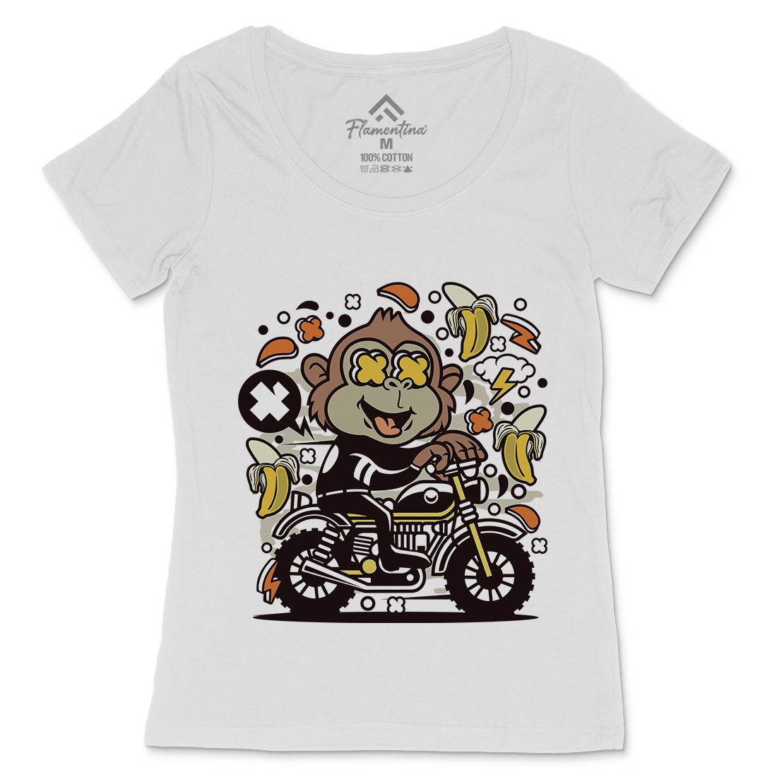 Monkey Motocross Womens Scoop Neck T-Shirt Motorcycles C589