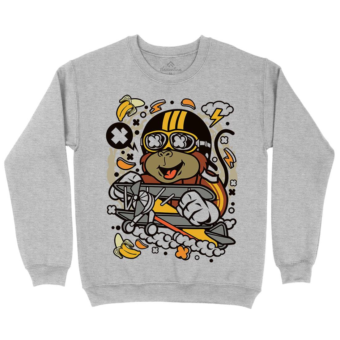 Monkey Pilot Mens Crew Neck Sweatshirt Work C590